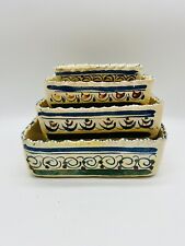 Set of 4 Vintage Tlaquepaque Mexican Handmade Pottery Nesting Casseroles picture