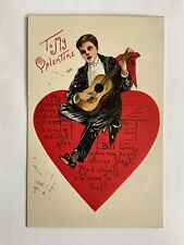 Valentine~HBG~Griggs~man in tuxedo plays guitar~big red heart~college~serie 2218 picture