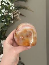 unique pink & peachy carnelian agate freeform polished crystal 🍑 + quartz  picture
