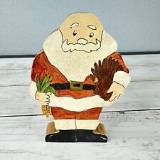 VTG Hand Painted Wood Santa Christmas Decor Folk Art Figurine Thanksgiving picture