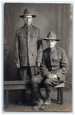 c1910's US Army Military Soldiers Studio Portrait RPPC Photo Antique Postcard picture