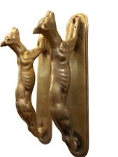2x Brass Door Handles Dog Figurine Vintage Pull Hand Collectibles Home Decor picture