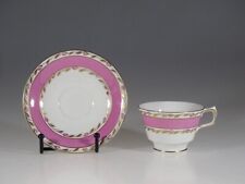 English H.M. Sutherland China Pink & Gold with Pink Roses Cup & Saucer c.1955 picture