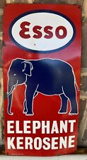 Vintage Esso Sign Elephant Kerosene Porcelain Single Side Authentic picture