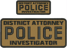 DISTRICT ATTORNEY POLICE INVESTIGATOR EMB PATCH 10X4 &5X2 HOOK ON BACK BLKON COY picture