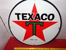 15 INCH TEXACO GAS & OIL COMPANY ADV. SIGN DIE CUT HEAVY METAL PORCELAIN # L - 9 picture