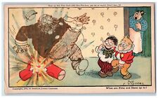 c1905 Boys Firecracker Fat Man Heat Up Bunny American Journal Antique Postcard picture