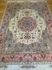 VINTAGE PERSIAN HAND-KNOTTED TABRIZ SILK WOOL  RUG MINT 5X7.   BEAUTIFUL picture