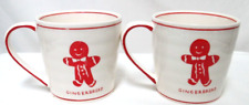 Molly Hatch Anthropologie Gingerbread Christmas mug cup set 2 stoneware Holidays picture