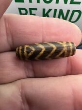 Ancient four zigzag tiger PUMTEK tube bead 29.7 x 9 mm collectible heirloom picture