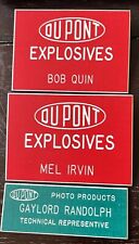 3 DUPONT Company Explosives Vintage Employee Name Tags 60's 70's photos dynamite picture