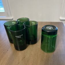 Lot of 5 JAGERMEISTER Emerald GREEN GLASS SHOT GLASSES EMBOSSED LOGO Jager picture