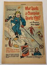 1952 Wheaties cartoon ad ~ skier GRETCHEN FRASER picture