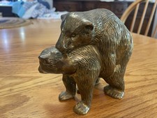 Vintage Mid Century Brass Bears Mating Humping Making Love Figurine Paperweight picture
