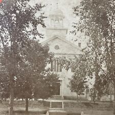 Antique 1860s Georgetown Massachusetts Town Hall Stereoview Photo Card V2116 picture