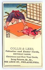 Victorian Trade Card Collis & Lees Holiday Cards Philadelphia, Martial Arts picture