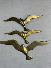 Brass Flying Seagulls Birds Vintage Set of 3 Wall Hanging Mid Century Modern MCM picture