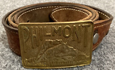 Vintage BSA Philmont Belt Mens 40 Gold Tone Buckle Leather Embossed Brown picture