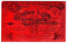 GRAFTON & CO*CLOTHING MFG*LARGE RED TRADE CARD $1 PREMIUM TICKET*DUNDAS ONTARIO picture