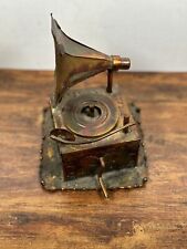 Vintage Enesco 1974 Copper Phonograph Music Box Record Player Collectible picture