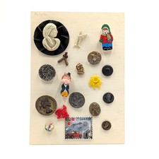 18 VTG People Shank Buttons Collector Card 3Queen Elizabeth II Asst Materials picture