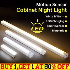 LED Motion Sensor Under Cabinet Closet Light USB Kitchen Lamp Rechargeable Strip picture