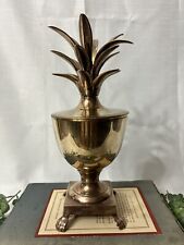 Vtg Hollywood Regency Style Gatco Solid Brass Pineapple Urn Vase Candle Trinket picture
