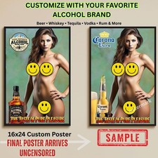 Sexy Pinup Girl Custom Alcohol Poster Any Beer Whiskey Rum Tequila Vodka Brand # picture