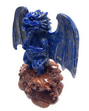 9.6'' Natural Lapis Lazuli Carved Crystal Dragon Skull Sculpture,Home Decoration picture