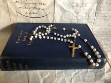 Pretty Antique French 59 White Round Glass Pearlised Bead Child's Rosary c1900 picture