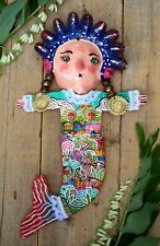 Mermaid La Sirena Coconut Head Handmade Hand Painted Guerrero Mexican Folk Art picture