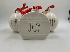 Rae Dunn Ceramic 5.5in Joy & Cheer Tabletop Decor Set of 3 AA01B45025 picture