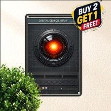 Classic Sci Fi Red Eye Supercomputer Film Cave Decor Metal Tin Sign 8x12 In picture