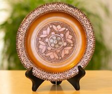 Wooden Vintage Polish Metal Inlay Decorative Dish  picture