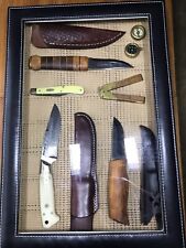 Case ,Brusletto,Charlton Ltd, Knife,Marbles Compass,Vintage Ruler In Display picture