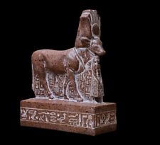 RARE ANTIQUE ANCIENT EGYPTIAN Hathor Protecting Psammitic Statue Heavy Stone picture
