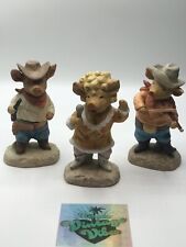 Lot Of 3 ENESCO 1980 Pig Figurines Country Music  & Gunfight Themed Dolly Parton picture