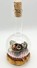 Vintage 1974 Enesco Burlap Mice Diorama in Glass Bottle Tea Party Kitchen Scene picture