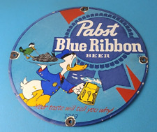 Vintage Pabst Blue Ribbon Beer Sign - Brewery Beverage Gas Pump Porcelain Sign picture