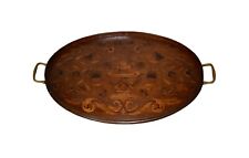 Antique Dutch Marquetry Inlaid Serving Tray w/Brass Handles picture