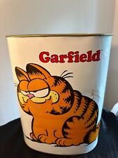 Garfield Vintage 1978 Cat Metal Trash Can Double Sided Cheinco Made USA picture