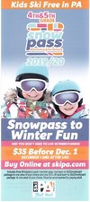Travel Rack Card Kids Ski Free in PA 4th & 5th Grade 2019 Snowpass to Winter Fun picture