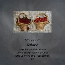 1985 Vtg Burwood Products Berry Baskets Wall Hangings Strawberry Raspberry picture