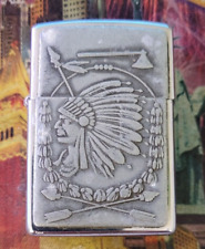 Pewter raised zippo Indian chief B146 1996 picture
