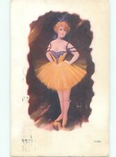 Pre-Linen Risque signed PRETTY SHOWGIRL IN HER DRESS : make an offer AB8086 picture