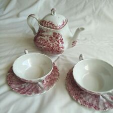 Vintage The Hunter by Myott Two Handle Tea Cups, Saucers and Teapot picture