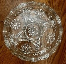 Vintage 7.5-Inch Large Heavy Lead Crystal Cut Glass Cigar Cigarette Ashtray picture