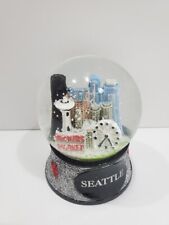 Seattle Skyline Glass Snow Globe Black w/ Silver Glitter Souvenir Gift 3.5