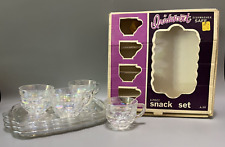 Vintage Federal Glass Iridescent Glass Snack Set Thumbprint 7 pieces  *Read* picture