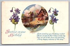 Greetings on your Birthday-Antique Embossed Postcard-Early 1900s-Poem picture